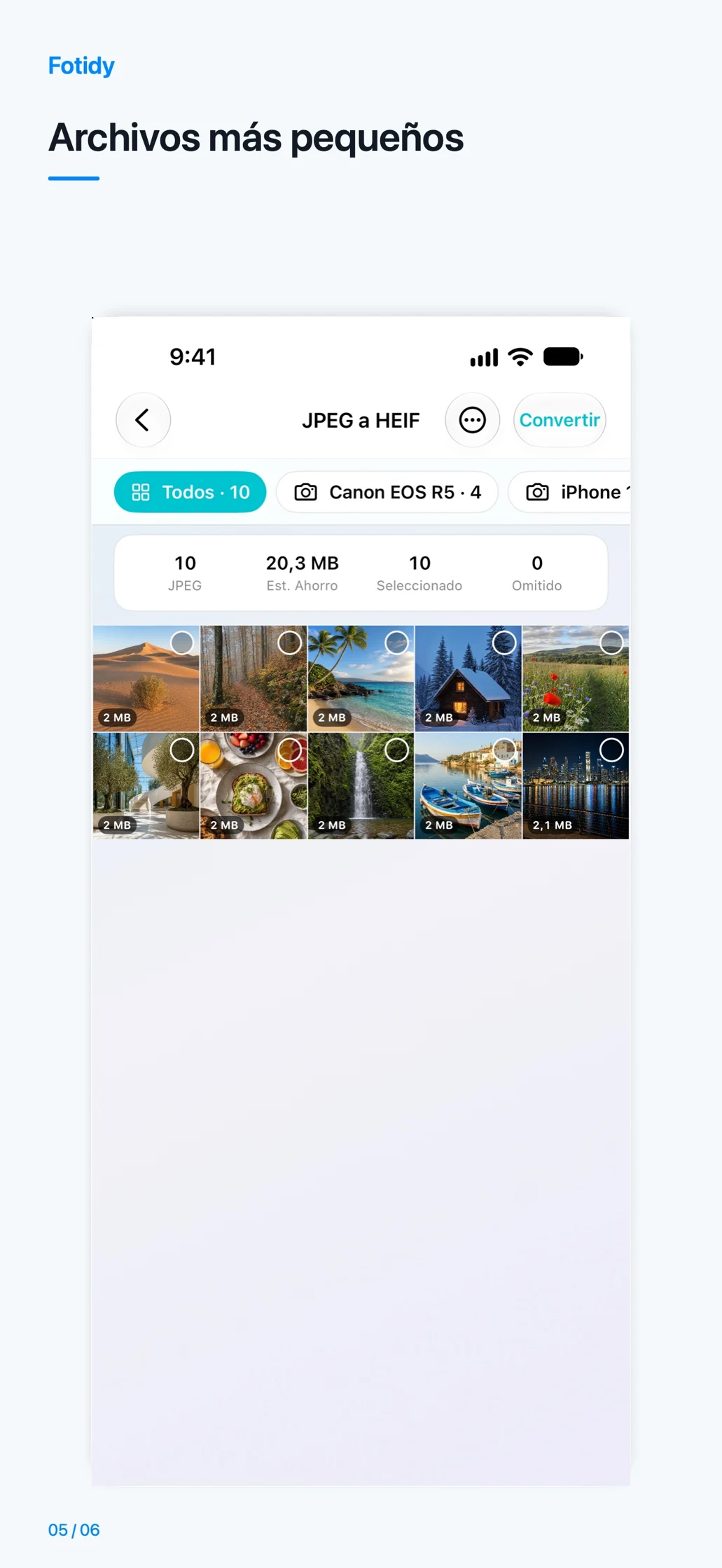 iPhone · Archivos más pequeños