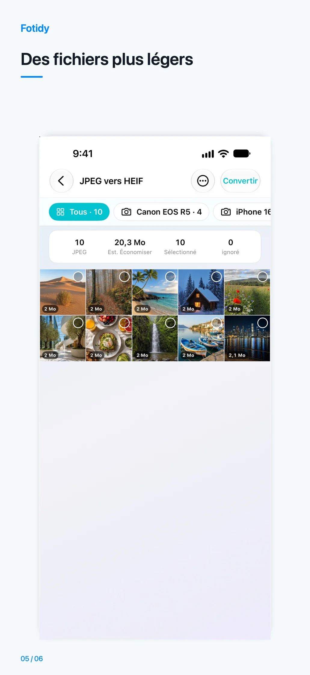 iPhone · Des fichiers plus légers