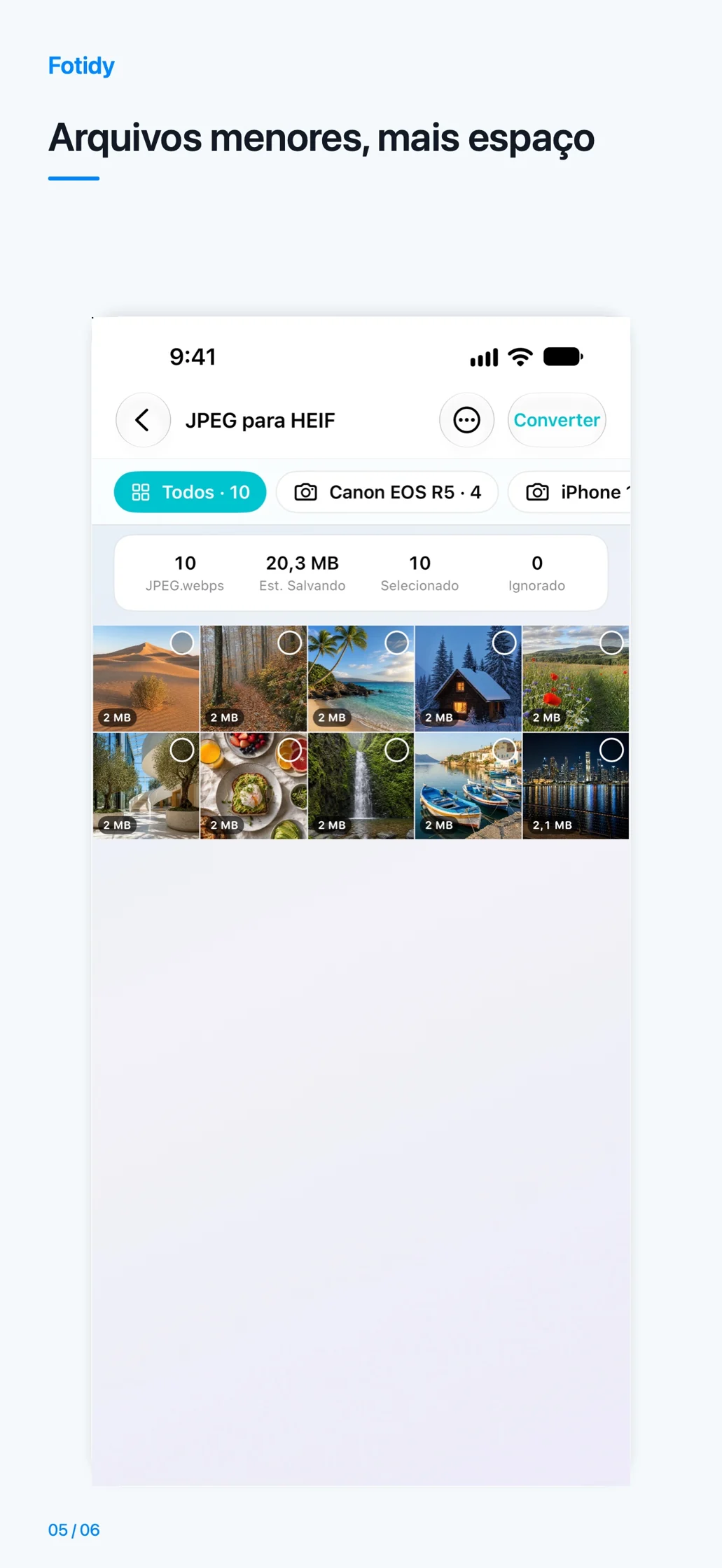 iPhone · Arquivos menores, mais espaço