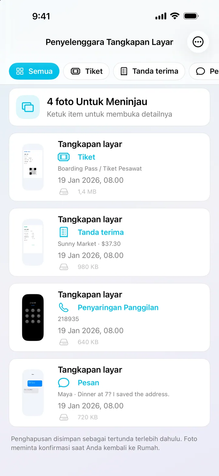 Kenali informasi berguna dalam tangkapan layar di perangkat