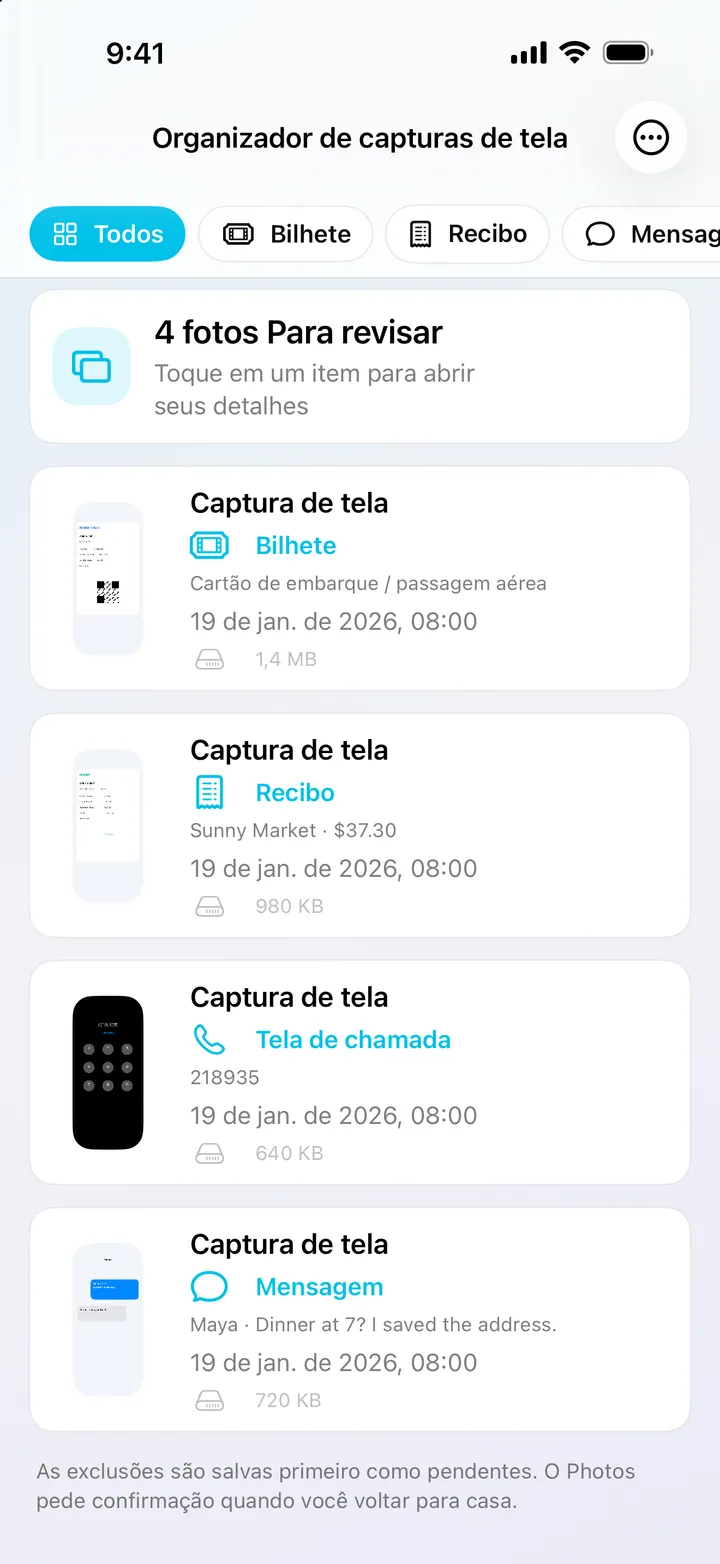 Reconheça informações úteis em capturas de tela no aparelho