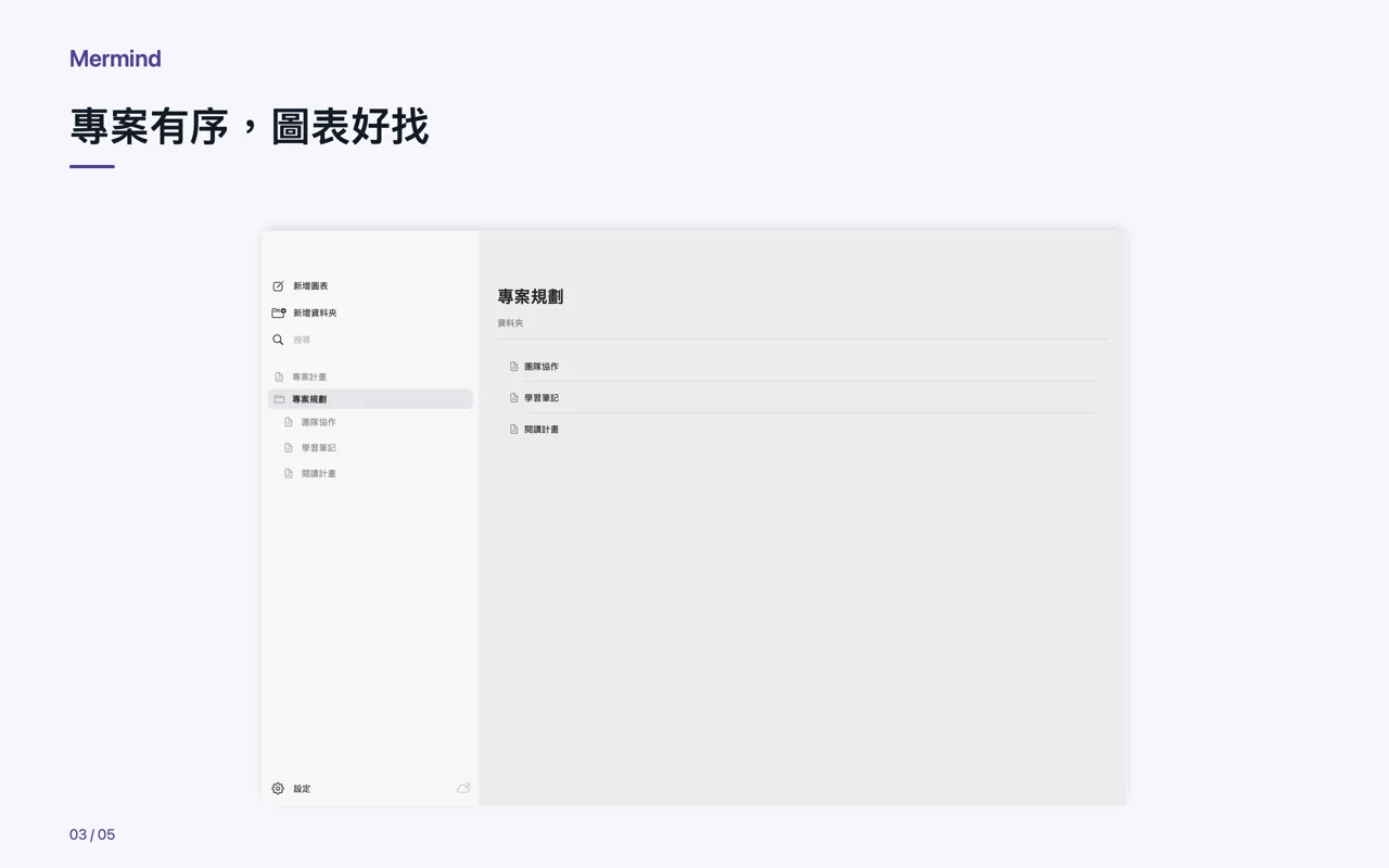 Mac · 專案有序,圖表好找