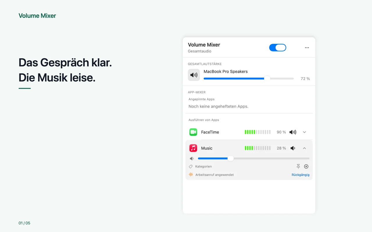 Mac · Das Gespräch klar. Die Musik leise.