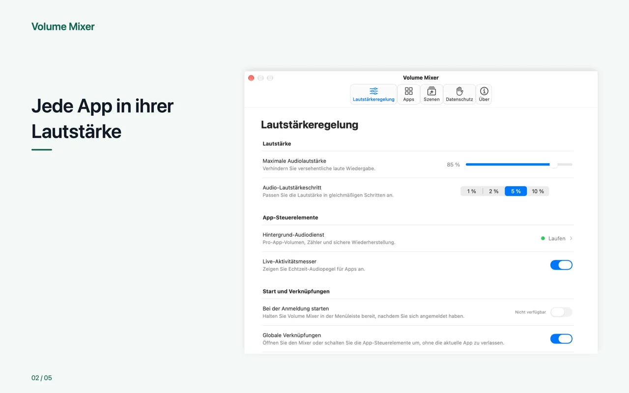 Mac · Jede App in ihrer Lautstärke