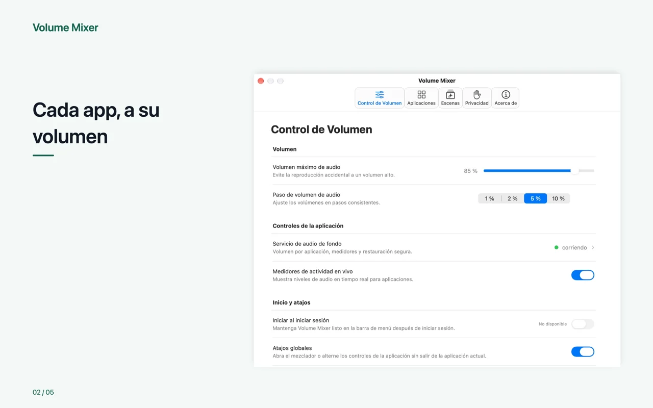 Mac · Cada app, a su volumen