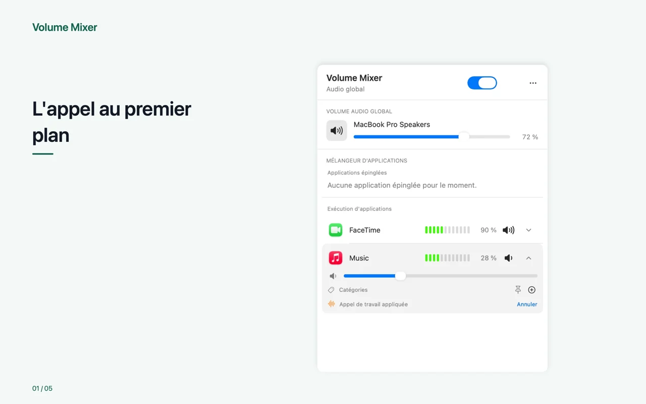 Mac · L'appel au premier plan
