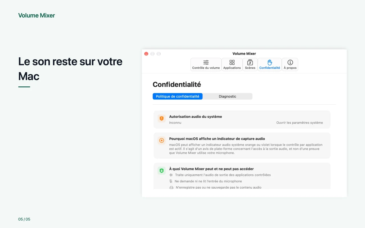 Mac · Le son reste sur votre Mac