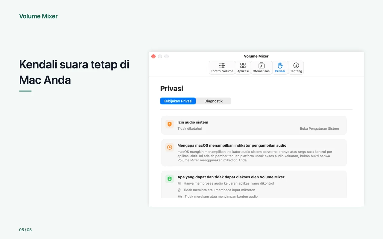 Mac · Kendali suara tetap di Mac Anda